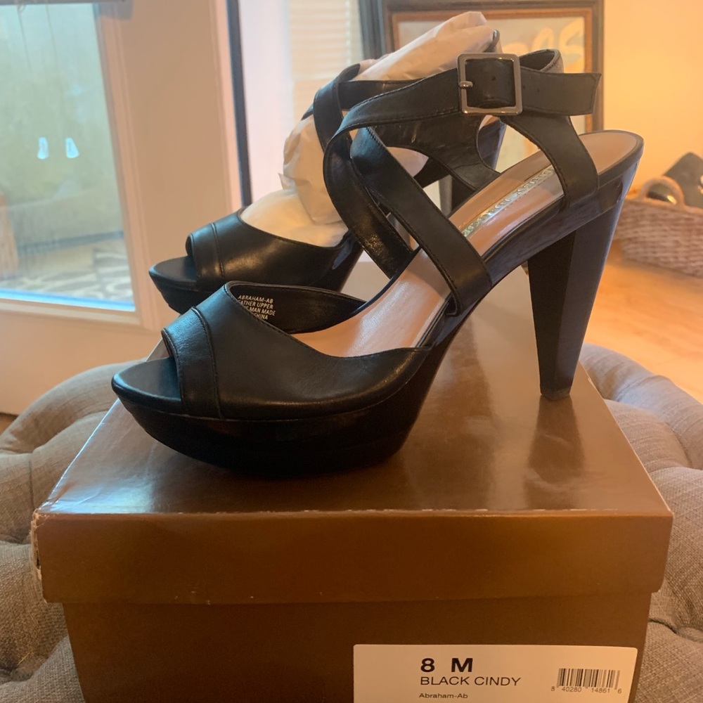 Audrey Brooke Black Open-Toe Strappy Heels